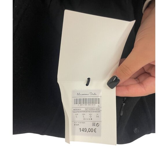 Massimo Dutti Womens Mini Dress Large Black Beaded Wool Blend Semi 9210/954 NWT - Picture 6 of 16